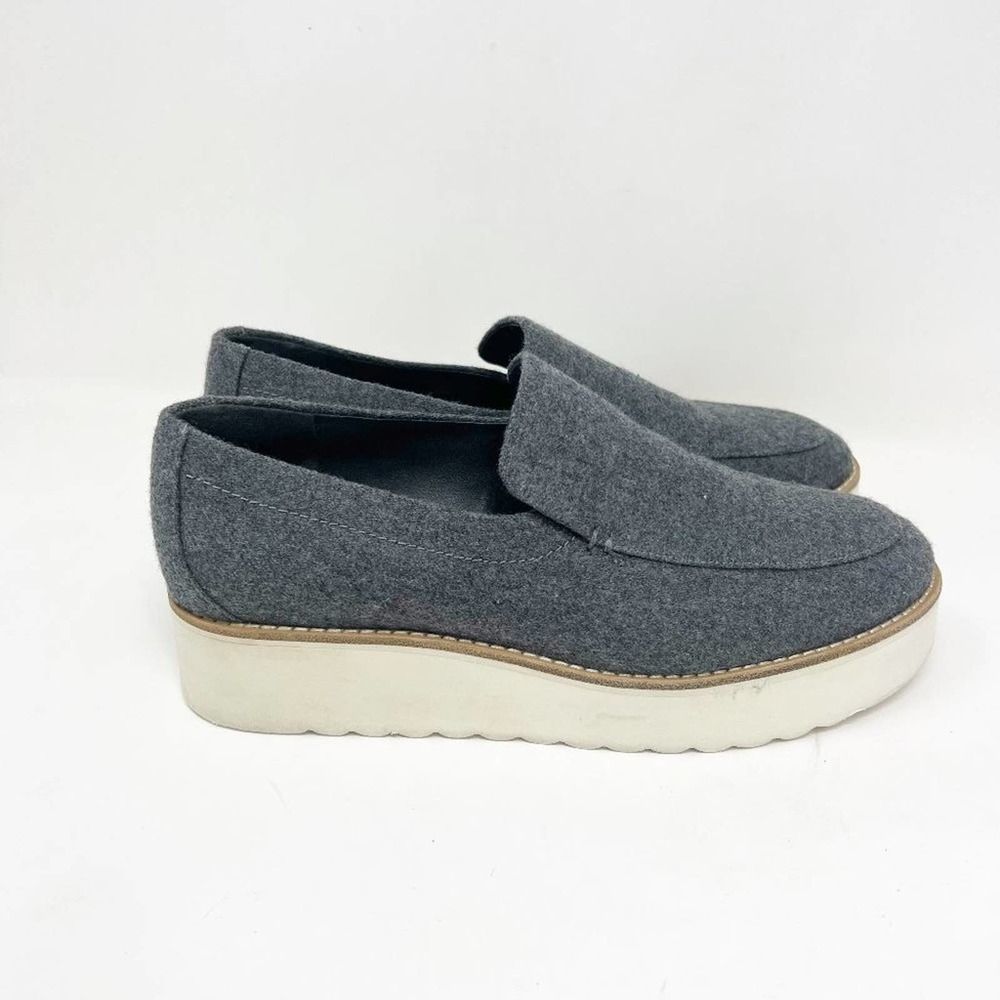 Vince Womens Gray Wool Round Toe Slip On Low Top Platform Sneaker Shoes Sz 9.5 M